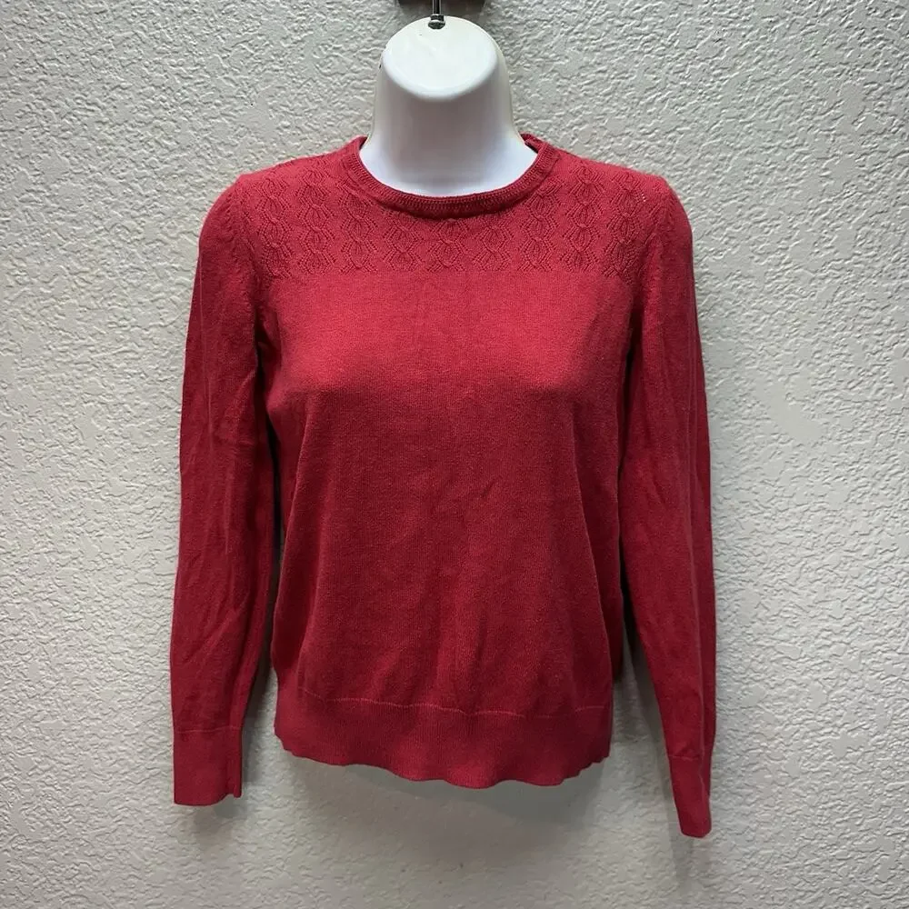 Banana Republic Lofty Crewneck Sweater Womens Petite XS Red Knit Pullover - Picture 1 of 12
